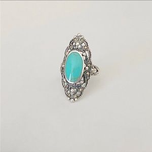 TURQUOISE BOHO STERLING SILVER RING SIZE 7